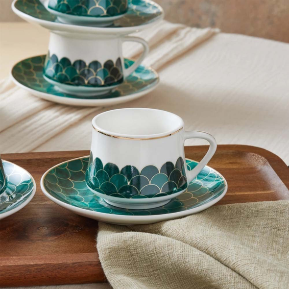 Karaca Zumrut 100ml 6-Person Coffee Cup Set | 153.03.06.8113