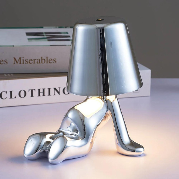 Thinker Silver LED Table Lamp with Touch Control, 3 Light Modes | SK1951428E