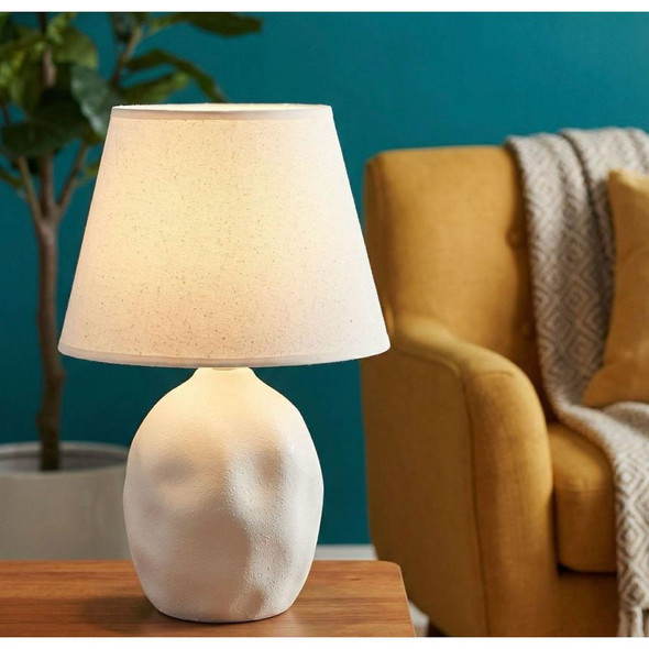 Minimalist White Table Lamp with Stone Oval Base 40 cm | SK927W