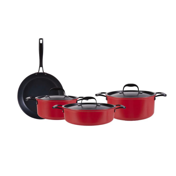 Karaca Bio Diamond Pro Induction Base Japanese Red 7-Piece Cookware Set | 153.03.07.8092