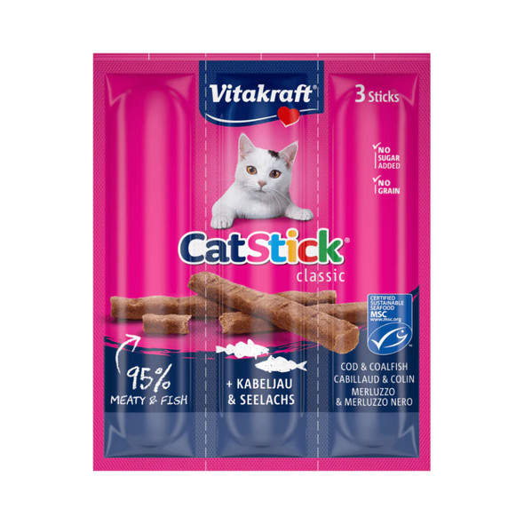 Vitakraft CatStick 3 Classic Soft Sticks With Cod and Pollock Fish 18g | ST-18-COD-CF
