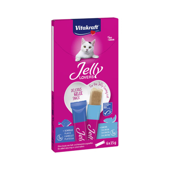 Vitakraft Jelly Lovers Lickable Jelly Tubes With Salmon and Plaice Fish 6 Tubes x 15g | J-6-S