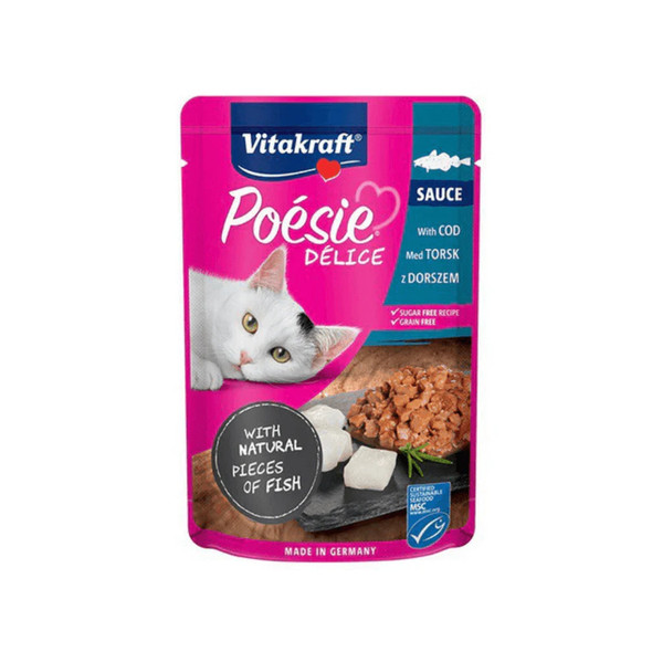 Vitakraft Poésie Délice Adult Wet Cat Food with Cod Fish in Gravy 85g | P-CT-85G-F
