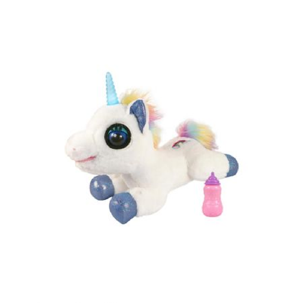LED Unicorn Plush Toy with Bottle – White | BL-27