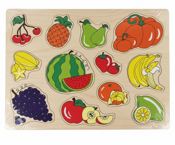 Kids Fruits Educational Wooden Puzzle Board - Arabic Labels | AL4476