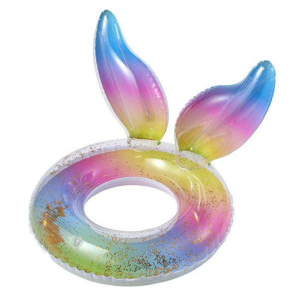 Mermaid Rainbow Inflatable Swim Ring - Crown & Bunny Ear Designs | 583-12