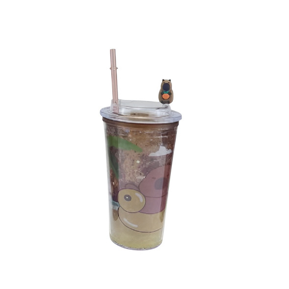 Cute Bear Fruit Theme Double Wall Glitter Tumbler Cup with Straw & Lid | AL6620-6B