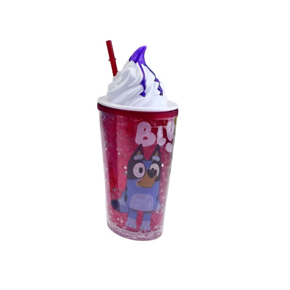 Kids Cartoon Dog Double Wall Glitter Tumbler Cup with Straw & Whipped Cream Lid – Red | AL6620-30R