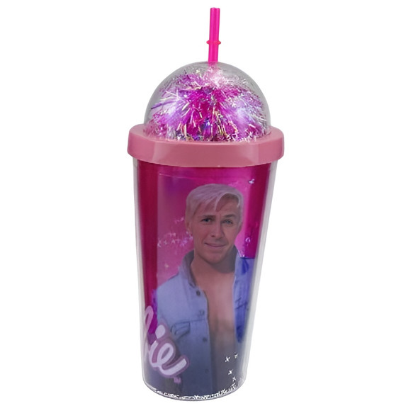 Kids Barbie Double Wall Glitter Tumbler Cup with Straw & Dome Lid – Pink | AL6620-13C