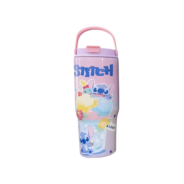 Kids Stitch Insulated Travel Tumbler with Handle & Lid – Pink & Lilac | AL6620-21E