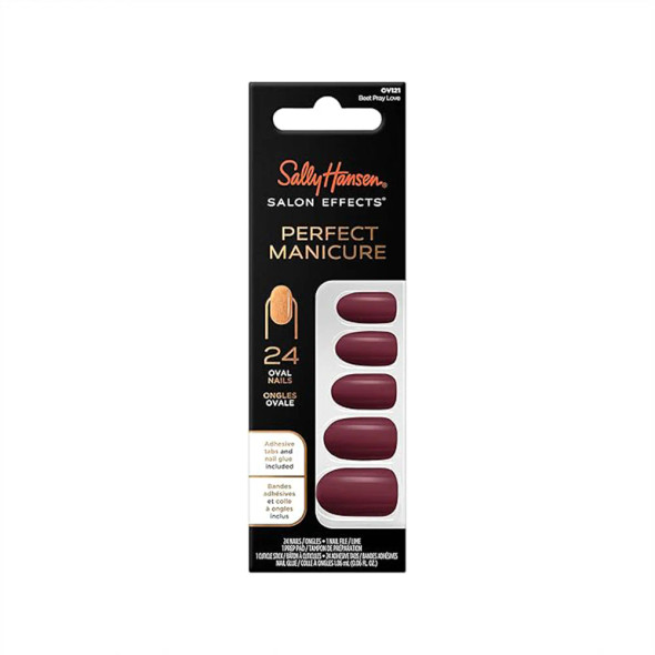 Sally Hansen Salon Effects Perfect Fake Nails Kit - Oval Beet Pray Love | 283790