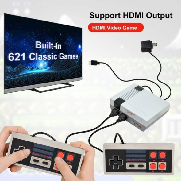 Classic Retro Game Console with 621 Built-in 8-Bit Games - HDMI Output