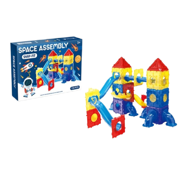 Space Assembly Snap-Fit Puzzle Blocks Set – 134 Pieces | MX8020