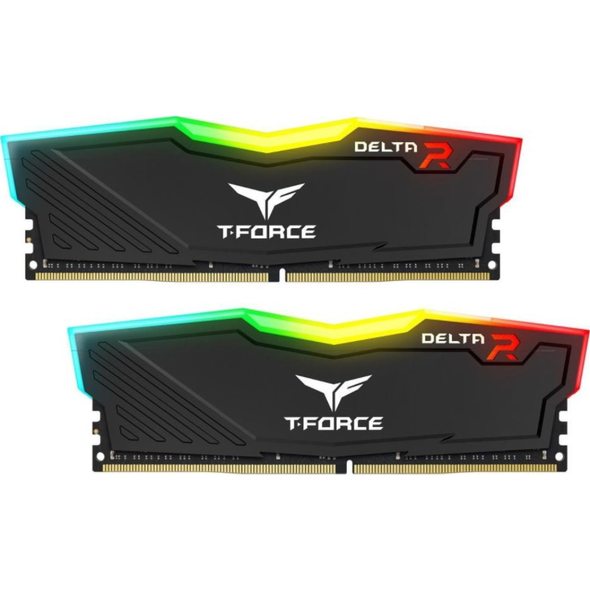 TEAMGROUP T-Force Delta RGB 64GB (2x32GB) DDR4 3600MHz Desktop Memory - Black | TF3D464G3600HC18JDC01