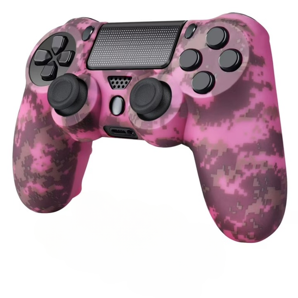 PS4 Silicone Controller Cover with Thumb Grip Caps - Pink Camo