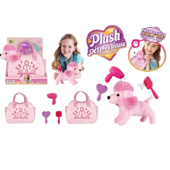 Plush Pet Play House Handbag Set with Pink Puppy | DR5142