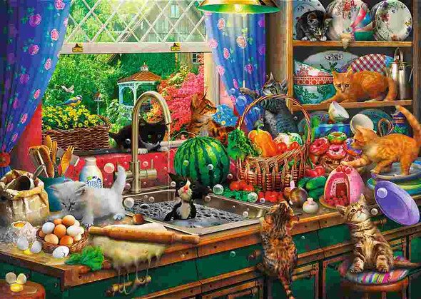 Trefl Premium Plus Quality - Tea Time: Troublemaker Kittens 1000-Piece Jigsaw Puzzle | 10839