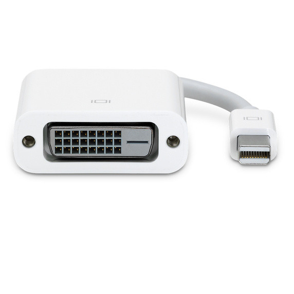Apple MB570 Mini DisplayPort to DVI adapter white compact connector front view