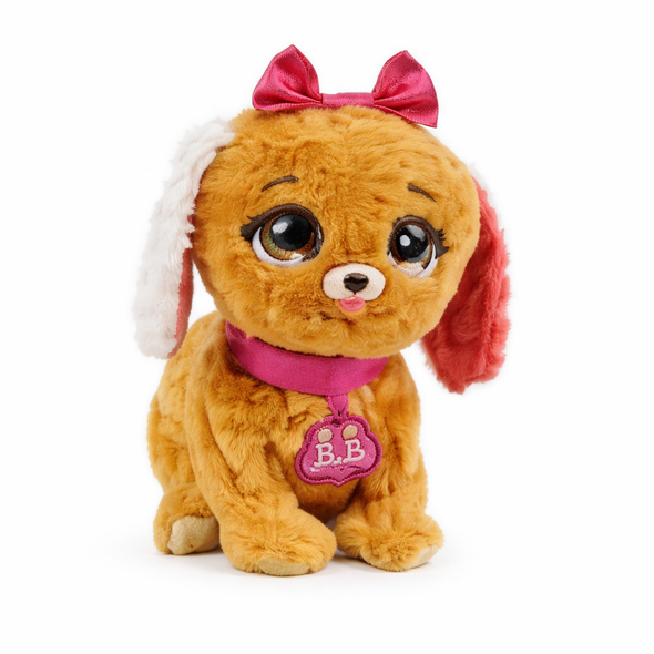 Brown Puppy Plush Toy with Pink Bow - 7" | BL-301-BP