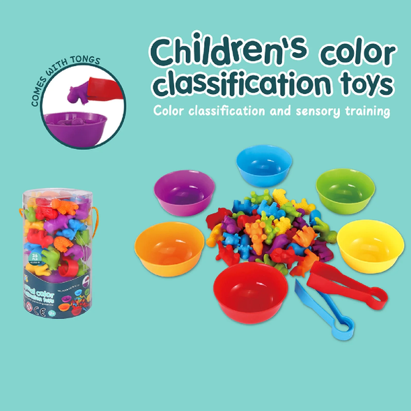 Children’s Color Classification Toy Set with Cups & Tongs – 36 PCS | 2188-17