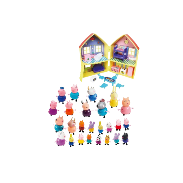 Cartoon Family Dollhouse Playset with Figures & Furniture | 8889-4