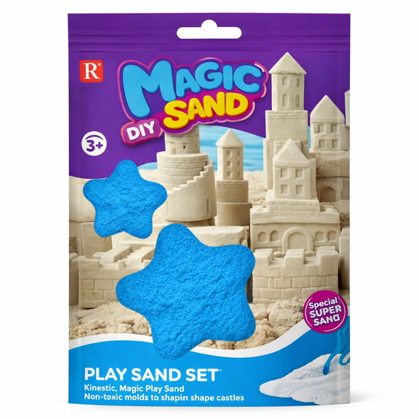 Magic Sand Play Set – Blue DIY Kinetic Sand Toy with Tools | 669B-7