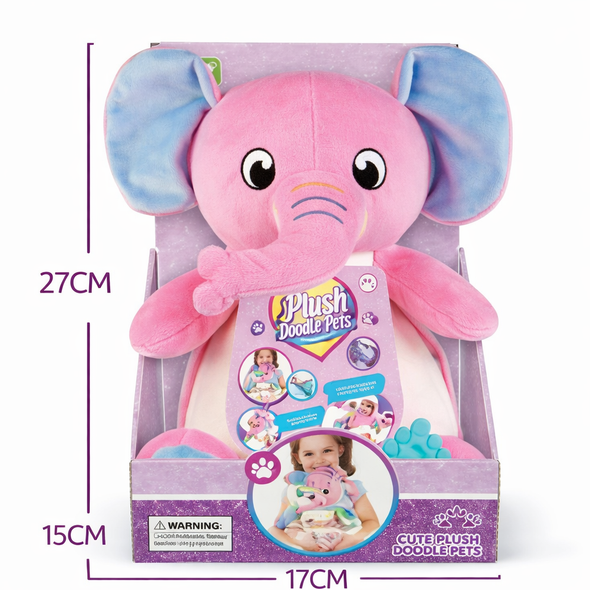 Plush Doodle Pet Elephant – DIY Decorate Plush Toy with Stickers | DR5202