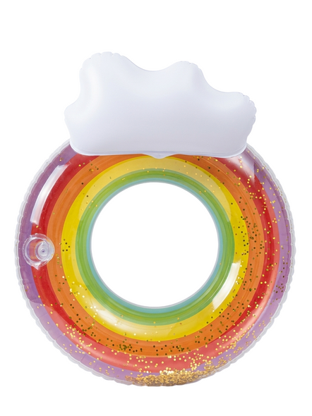 Inflatable Pool Ring – Rainbow Float with Cloud Headrest | 585-34
