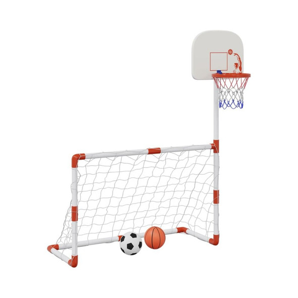 2-in-1 Basketball Hoop & Soccer Goal Set with Balls | 628-129