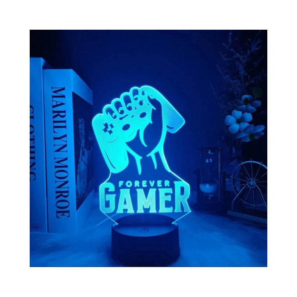 Gaming Room Desk Setup Lighting Decor 3D Forever Gamer LED Night Lamp - 7 Color Change