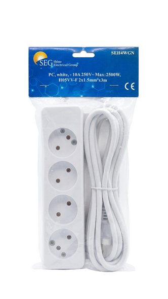 Power Strip 4 Ports 1200W - White