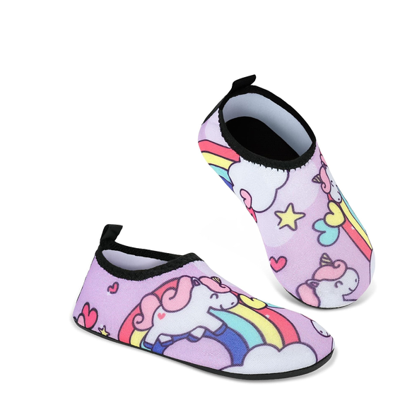 Kids Aqua Water Shoes Slip-On Quick Dry Unicorn Design – Purple | 588-3