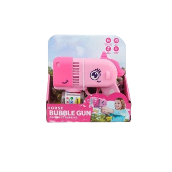 Kids Bubble Gun Toy Horse Design Pink with Lights | P81658