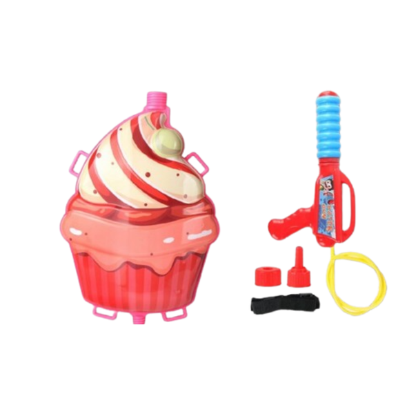 Kids Water Gun Backpack Toy Set - Cupcake Design | LZ20-06