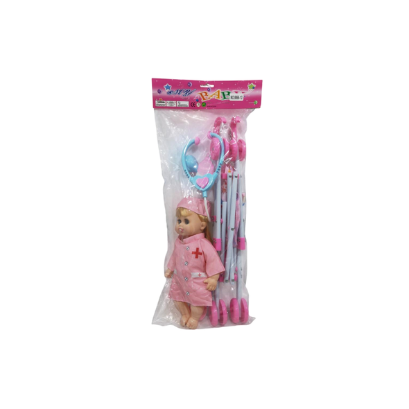 Baby Nurse Doll with Medical Outfit – Pink Doctor Dress & Hat | 8866-13