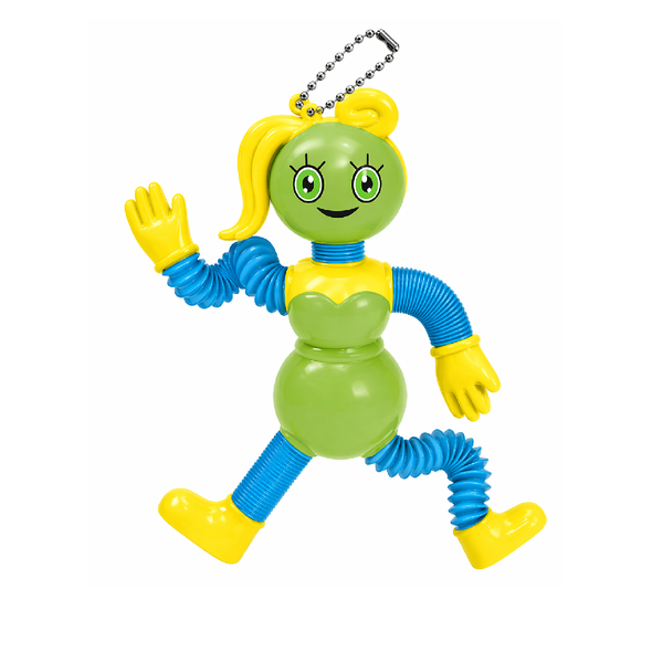 Stretchy Pop Tube Girl Keychain Toy – Green & Blue Edition | SS-6123-4