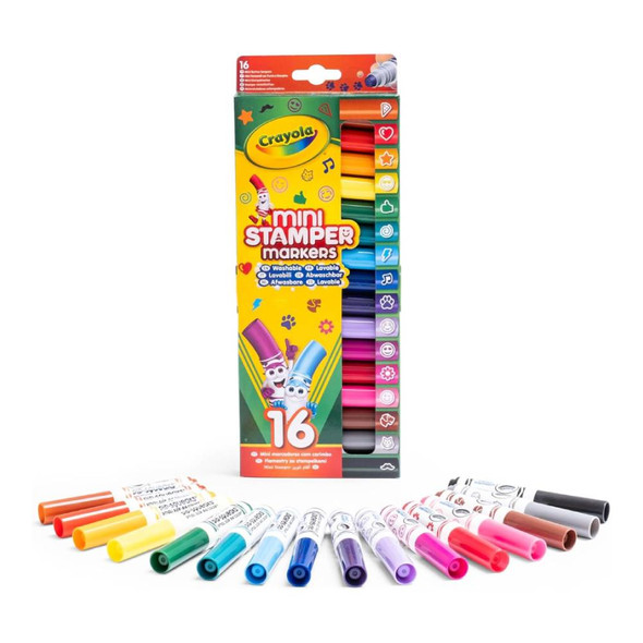 Crayola Pip-Squeaks Mini Washable Stamper Markers 16-Count Assorted Colors | CY588741