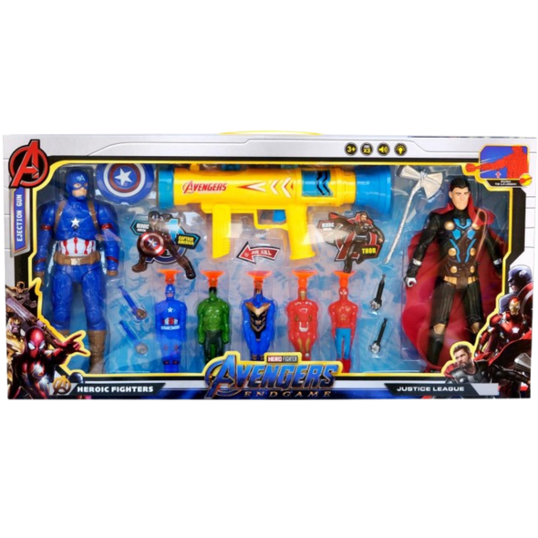 Avengers Endgame Hero Toy Set with Dart Gun & Figures – Captain America & Thor | 1177C