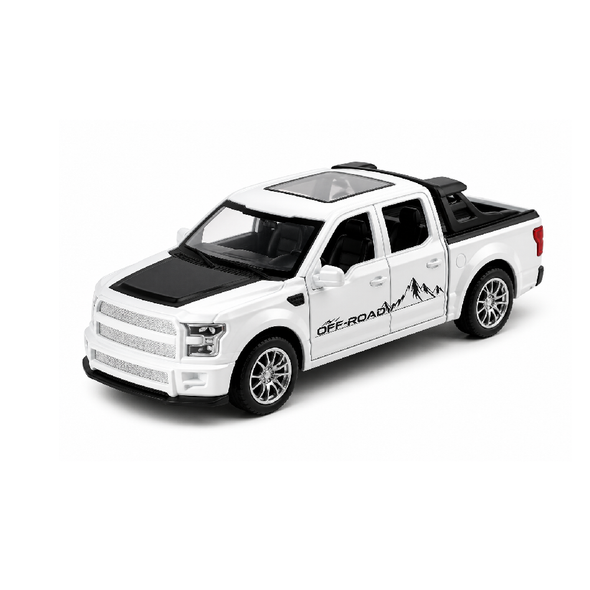Pickup Truck Toy – White Die-Cast Model with Lights, Sound & Open Doors | HCL-904