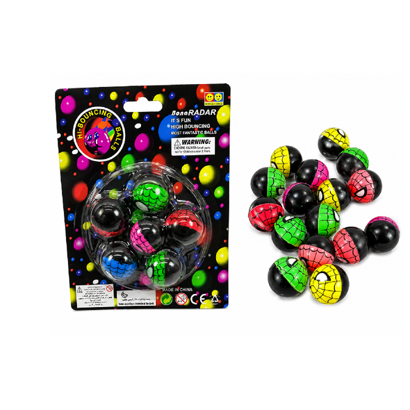 High Bouncing Balls Set – Spider Web Design Rubber Balls (Assorted Colors) | 326