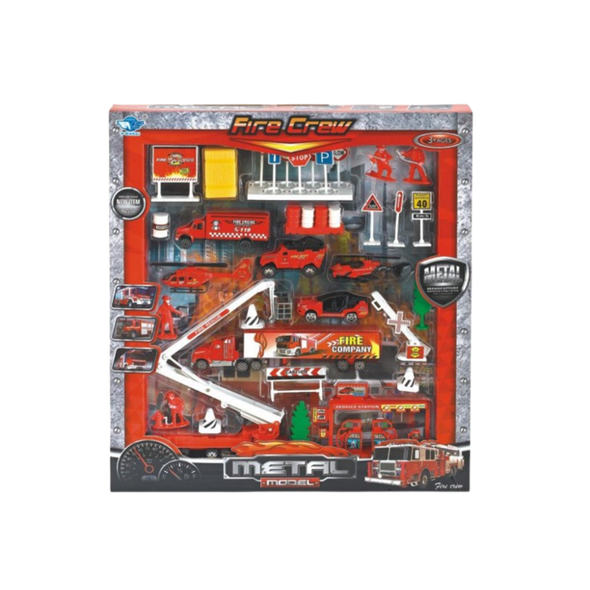 Fire Crew Metal Playset – Fire Truck, Rescue Vehicles & Accessories Set | JP5206/JP3206