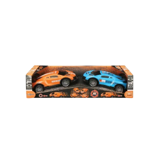 Metal Racing Car Set – 2 PCS Sports Cars (Orange & Blue) | KZ957-115