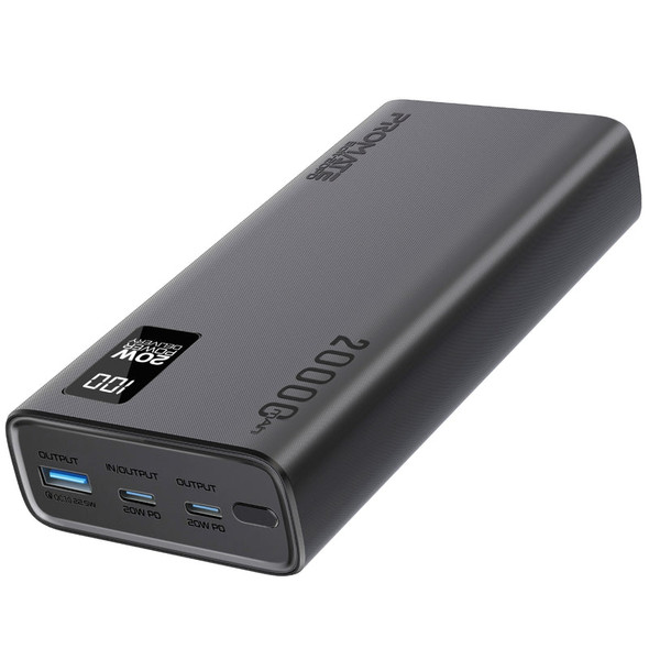 Promate Compact Smart Charging Power Bank 20000mAh 20W PD Black | BOLT-20PD