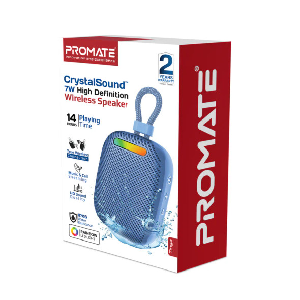 Promate CrystalSound 7W High-Definition Wireless Speaker - Blue | Tingz