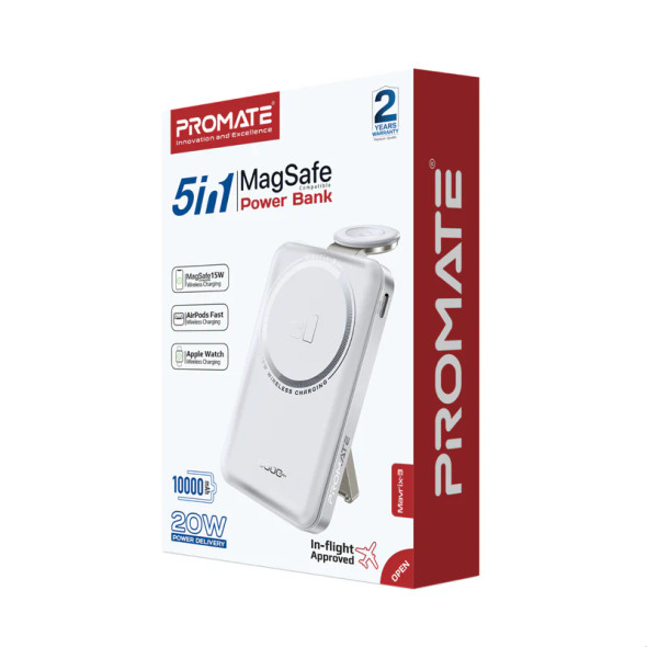 Promate Ultra-Compact Travel-Safe Charging Station 10000mAh - White | Mavrix-3