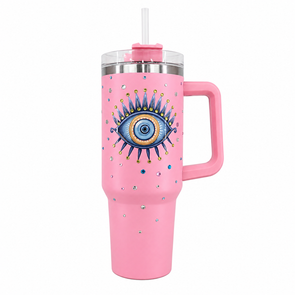 Eye Evil Stainless Steel Double Wall Vacuum Insulated Tumbler 1200ml - Baby Pink | C4074-PK