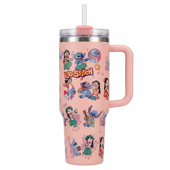 Lilo & Stitch Stainless Steel Double Wall Vacuum Insulated Tumbler 1200ml - Baby Pink | C3997-BPK