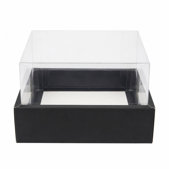 Black Square Gift Box with Clear Transparent Lid - 30x30x16cm | D45-BK
