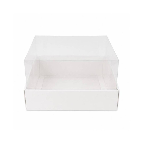 White Square Gift Box with Clear Transparent Lid - 20x20x14cm | D37-WH