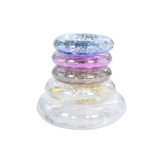 Inflatable Glitter Pool Float Rings Stackable Toy | 583-6